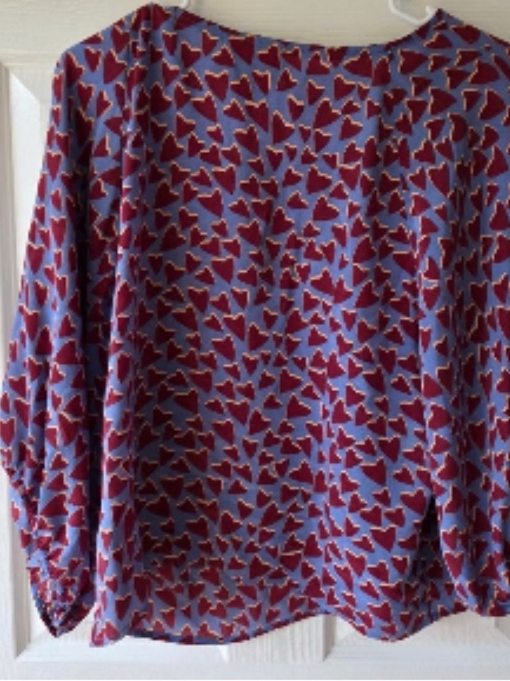 Anthropologie Blue Heart Print Blouse - Picture 4 of 8